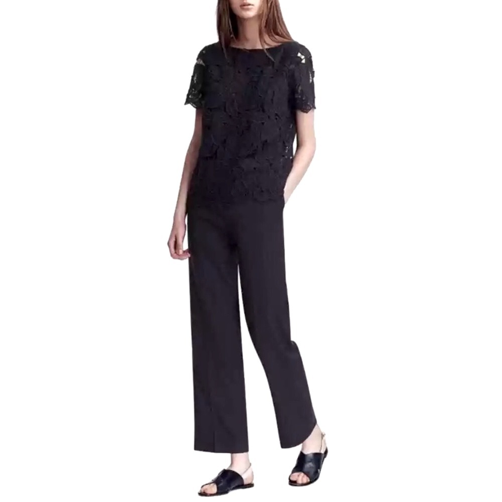 $500  TORY BURCH  AVALON NAVY LACE OVERLAY WOOL BLEND PARTY ROMPER SIZE 0